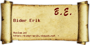Bider Erik névjegykártya
