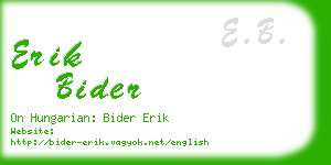 erik bider business card